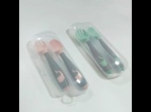 硅胶训练勺、叉子套装扭扭勺